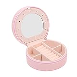 SHERCHPRY Tragbare Schmuckschatulle, Reise-Halskettenetui, Ohrring-Organizer, Mini-Schatztruhe, Ringhalter, Vitrine, Ring-Organizer, Leder-Ohrringhalter, Schmuckschatulle