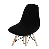 KXCR Abnehmbare Stuhlhussen Waschbar Elastisch Stuhlabdeckung Stuhlbezug Stuhlüberwürfe Für Armlose Stuhl Ohne Armlehnen Wohnzimmer Esszimmer Café Restaurant Hotel (Color : Black, Size : 4 Pieces)