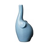 Keramik Vase Elefant Tier-Figur Skulptur Kleine Vasen für Tischdeko, Blumenvase Modern, Handgefertigte Vasen, für Home Decor (Color : Blu)