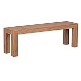 WOHNLING Esszimmer Sitzbank MUMBAI Massiv-Holz Akazie 140 x 45 x 35 cm Design Holz-Bank Natur-Produkt Küchenbank Landhaus-Stil dunkel-braun Bank 3-Sitzer für innen ohne Rücken-Lehne Echt-Holz unbehandelt