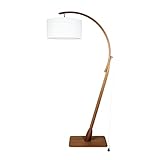 Holtaz Bogenlampe LEA Stehlampe Stehleuchte aus Holz und Stoffschirm mit E27 Fassung Schirm - Standlampe für Büro Wohnzimmer Schlafzimmer Hotel – 205 cm hoch