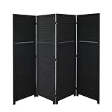 LW Collection Paravent Raumteiler 4 Paneele Holz schwarz 170x160cm - Trennwand - Stellwand Sichtschutzwand Verstellbar - Raumtrenner dekorative 4 teilig