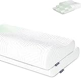 LAMB Höhenverstellbar Memory Foam Kissen Ergonomisches Nackenstützkissen 50D Dichte Abnehmbarer Bezug Geeignet Für Seitenlage-Blau，2 Stück