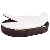 ZQQLVOO Outdoor-Lounge-Bett mit Polster Poly Rattan Braun Outdoor Gartenliege Freizeitliege Liege Garten Poolliege Geeignet für Garten, Terrasse, Hinterhof, Poolside