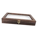 ULTECHNOVO Box Proben-Display-Box Holz-Organizer-Box Holz-Schmuck-Glas-Display-Box Holz-Glas-Schaufenster Für Proben-Display Schmuck-Halsketten-Organizer Proben-Vitrine Oben