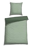 Schiesser Wendebettwäsche Doubleface 2-teilig, Renforcé, 100% Baumwolle, Farbe:Hellgrün-Grün, Größe:155 cm x 220 cm