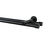 Garesa Gardinenstange Ornella Ø 20mm, 2-läufig, Schwarz I Aluminium Vorhangstange inkl. Gleiter I Mit Endknopf Kappe I Für mittelschwere Vorhänge I 350cm