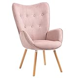 MEUBLE COSY Sessel mit Holzbein Lehnstühle Polstersessel Stoff Lounge Sessel Clubsessel Fernsehsessel Wohnzimmer, Schlafzimmer, Büro