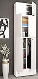 VCM Holz Besenschrank Staubsauger Putzschrank Haushaltsschrank Schublade Lona SA Weiß