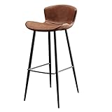 LHA Metall Barstuhl Retro Hoher Hocker mit Rückenlehne und Stabiler Fußstütze für Bar Verzieren Restauranttheke, Sitzhöhe 65cm(Color:Brown)