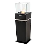 LILIMO Standkamin Prato | 32 x 32 x 100 cm | Freistehender Bio-Ethanol Kamin | in schwarz | Ethanol Kamin Indoor und Outdoor | Bio Ethanol Kaminofen Indoor, Balkon- und Terassenkamin