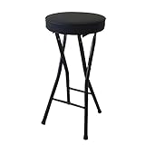 63cm Klappstuhl ohne Rückenlehne, Tragbarer Hoher Hocker, Counter Höhe Barhocker, Household Küchenstuhl für Erwachsene, Maximale Belastung 125kg (Color : Black)