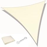 KAHEIGN Sonnensegel Dreieckig 3m x 3m x 3m Wasserdicht Sonnensegel, UV Schutz Sonnenschutz Balkon Sonnensegel Leinwand 180gsm Sonnenschutz für Garten Balkon (Creme)