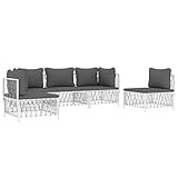 Festnight gartenlounge Metall gartensofa Metall Balkon Lounge Metall Lounge gartenmöbel Set Metall ecklounge Outdoor Metall Outdoor Sitzbank Garten -5-TLG-Weiß