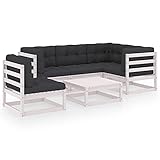 Gecheer 6-TLG. Garten Lounge Set mit Kissen, Holz Gartensofa, Lounge Gartenmöbel Set Holz Sitzgruppe Garten Loungemöbel Gartenlounge Sofa Terrassenmöbel Sitzgarnitur Gartengarnitur Kiefer Massivholz