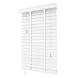 Jalousette Holz Weiß,50mm Lamellen,Horizontale Jalousien,Für Fenster,Jalousie Aus Echtholz Innen Außen,Sonnenschutz/Sichtschutz Jalousetten,Leicht Anzubringende Vorhänge,W×H-60x80cm/23.5x31.5in