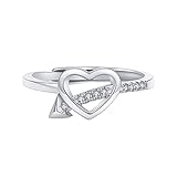 chiphop Open -Through Heart-Shaped The Creative Heart Ring One Rings Ringe Silber Glitzer (A, One Size)