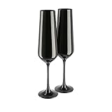 Peill+Putzler 2er-Set Sektkelche mit Stiel 200 ml | moderne Sektgläser in schwarz aus Kristallglas | Tulpenform für vollmundige Aromaentfaltung von Sekt, Champagner oder Prosecco
