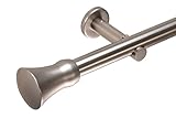 Deco-Raum Gardinenstange auf Maß 25mm Wandträger Style Rohr Endstück Kegel edelstahl-optik nach Maß gefertigt, ohne Ringe 380 cm, geteilt