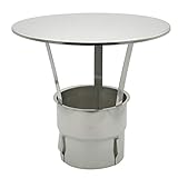 Regen-Haube mit Einschub 120mm Kaminhut aus Edelstahl mit Spannfedern ohne Werkzeug montierbar Säubeständig zum einstecken universal langlebig passgenau