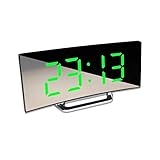 HEXEH Wecker LED-Wecker Digitalkind Elektronische Wecker gekrümmte Bildschirmspiegel Temperatur Uhr mit Snooze-Funktion Schreibtischuhr Kleine Uhren (Color : 2)
