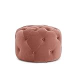 Fußhocker, nordischer luxuriöser runder Fußhocker, Sitzkissen, weiche Samt-Schwammbezüge, Fußstütze, Zuhause, Wohnzimmer, modisches Sofa, Hocker, Fußhocker, Fußstütze (Farbe: Dunkelblau) (Rosa)