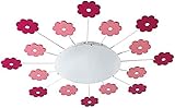 EGLO Deckenlampe Viki 1, 1 flammige Kinderzimmer Wandlampe, Deckenleuchte aus Stahl, Farbe: Pink, Glas: satiniert, weiß, Fassung: E27