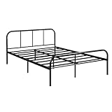 Homy Casa Doppelbettrahmen 28 cm Unterbettaufbewahrung, Schlichtes Design, Metallbettrahmen, geeignet für 140 x 190 Matratze, rutschfest und geräuschfrei, schwarz, 197 x 141 x 28 cm