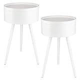 ONVAYA® Beistelltisch Sofia aus Holz | 2er-Set | Ø 38 cm | Couchtisch rund | Nachttisch Kiefer | Stauraum & Abnehmbarer Deckel | Modernes skandinavisches Design | Weiß
