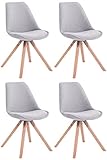 CLP 4er Set Stuhl Toulouse Stoff Square mit Stoffbezug und hochwertigem Sitzpolster I Lehnstuhl Mit Stabilem Holzgestell I Sitzhöhe 48 cm, Farbe:grau, Gestell Farbe:Natura