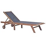 BULANED Sonnenliege Klappbar mit Rollen, Gartenliege, Liegestuhl, Sonneninsel Outdoor, Sonnenstuhl, Gartenmöbel, Bäderliege, Relaxliege, Teak Massivholz und Textilene