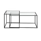FURNISH 1 Set mit 1 Ausziehtisch, Couchtisch aus transparentem Glas mit Stahlgestell, für Wohnzimmer, Schlafzimmer oder Küche.