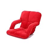 MKYOKO Mit Armlehnen Lazy Sof, Verstellbarer Spiel Stock Sofa Stuhl Faltbarer Memory Foam für Wohnzimmer, Schlafzimmer (Color : Red) (Rot C)