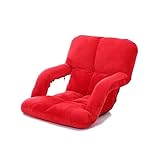 MKYOKO Mit Armlehnen Lazy Sof, Verstellbarer Spiel Stock Sofa Stuhl Faltbarer Memory Foam für Wohnzimmer, Schlafzimmer (Color : Red) (Rot C)