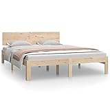 vidaXL Massivholzbett Bettgestell Bett Holzbett Doppelbett Bettrahmen Lattenrost Schlafzimmerbett Schlafzimmermöbel Kiefer 140x200cm