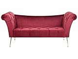 Bequeme Chaiselounge im Retro Stil Samtbezug rot Nantilly