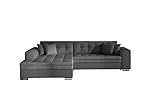 mb-moebel Ecksofa mit Schlaffunktion und Bettkasten | Couch für Wohnzimmer, Schlafsofa Sofagarnitur Sofa Eckcouch L-Form Wohnlandschaft mit Bettfunktion Moreno (Links, Anthrazit+Grau)