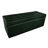 Polsterhocker, 45x120 cm, Farbe Dunkelgrün – weicher Sitz, aufklappbar mit Stauraum (143l) hält einer Belastung von bis zu 100 kg stand, Velours – Hocker für Wohnzimmer, Schlafzimmer, Diele
