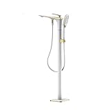 Freistehende Badewannenarmatur, Wannenarmatur FüR Die Badewanne Mit Handbrause Und Schlauch, Badewannenarmatur Freistehende, Wasserhahn FüR Die Wanne, Freistehende Badewanne Armatur,White Gold