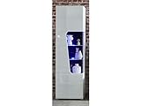 möbelando Vitrine Beistellschrank Holzvitrine Standvitrine Vitrinenschrank Filmer I Weiß matt/Weiß Hochglanz