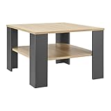 Juskys Couchtisch mit Ablage 60x60x40 cm - Holz, pflegeleicht, robust - Moderner Beistelltisch für Zeitschriften & Fernbedienung — Grau mit Holzoptik