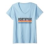 Damen Zeigen Sie Ihren Northville, MI Heimatown Pride mit diesem Retro 70er Jahre T-Shirt mit V-Ausschnitt