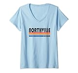 Damen Zeigen Sie Ihren Northville, MI Heimatown Pride mit diesem Retro 70er Jahre T-Shirt mit V-Ausschnitt