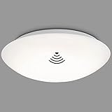BRILONER Leuchten LED Deckenlampe mit Bewegungsmelder, Deckenleuchte mit Tageslichtsensor, IP44 Spritzwasserschutz. Neutralweißes Licht, Ø27,8 cm