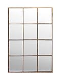 Antic by Casa Chic Bronzener Metall Fenster Wandspiegel - 90 x 60 cm Spiegel - Vintage Metallrahmen - Bronze