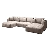 GRAINGOLD Ecksofa Ardi U mit Schlaffunktion 180 x 353cm - Bequemes, Elegantes Schlafsofa mit Kissen, Bettkasten - Wohnzimmer Sofa im modernen Stil - Steppungen und Nähte, bequemer Schlaf