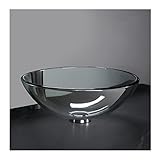 ASCDAP Badezimmer-Waschbecken, 17-Zoll-Grau-Aufsatzwaschbecken-Set, rundes Badezimmer-Waschbecken aus gehärtetem Glas,B