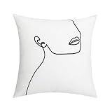 1 Kopfkissenbezug 45x45cm, Kopfkissenbezug Weiß Schwarz Einfache Porträtzeichnung Polyester-Mischung Kissenbezüge Deko Wohnzimmer Schlafzimmer