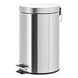 PIPONS Badezimmer Mülleimer Edelstahl-Pedal-Mülleimer-Küche, runder Müllbehälter mit Deckel-Schlafzimmer, Mülleimer-Abfallkorb, Mülleimer Badezimmer Abfallkorb für Wohnzimmer (Size : 12L)
