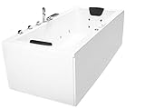 Whirlpool Badewanne Relax Profi MADE IN GERMANY 180/190 / 200 x 80/90 cm mit 24 Massage Düsen LED Heizung Ozon Desinfektion MIT Messing Armaturen verchromt Eckwanne rechts oder links Eckbadewanne